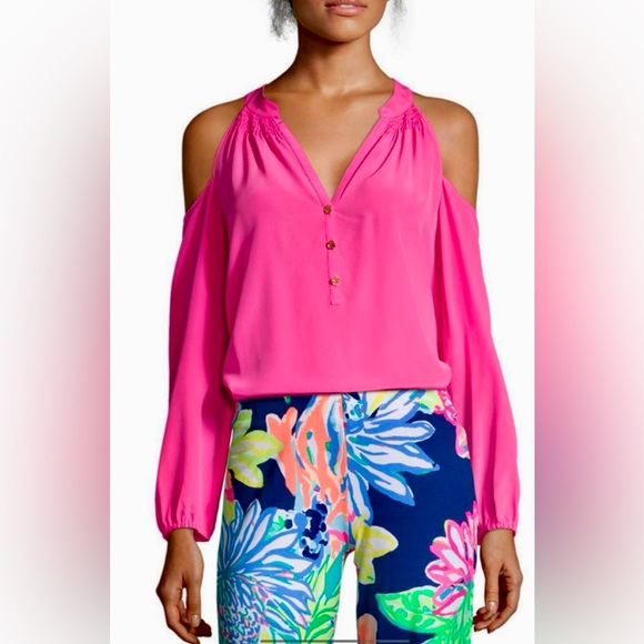 Lilly Pulitzer Tops - Lilly Pulitzer Elsa Top Sunny Shoulder Tiki Pink Size XXS